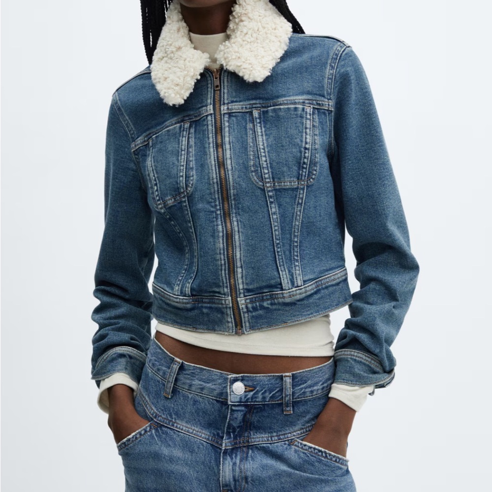 Denim Sherpa Collar Jacket